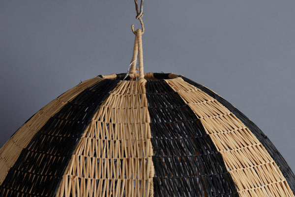 Dark Brown & Natural Hand-woven Raffia Oviform Pendant Shade