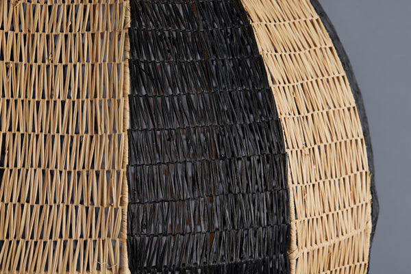 Dark Brown & Natural Hand-woven Raffia Oviform Pendant Shade