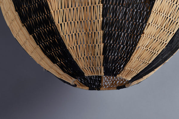 Woven Raffia Brown & Natural Egg Shaped Hanging Light