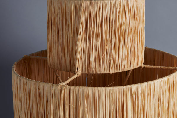 3 Tiered Cylindrical Shape Hanging Raffia Light