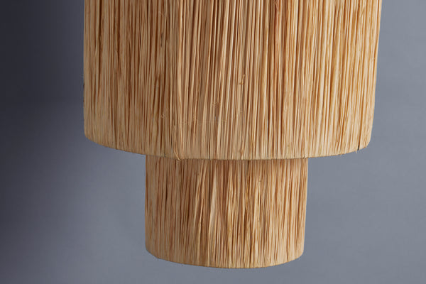 3 Tiered Cylindrical Shape Hanging Raffia Light