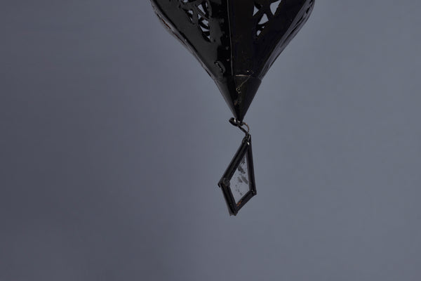Small Bullet Shaped Tin & Glass Hanging Moroccan Lantern