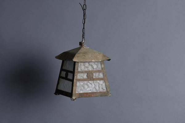 Italian Arts & Crafts Zinc Hanging Outdoor Light