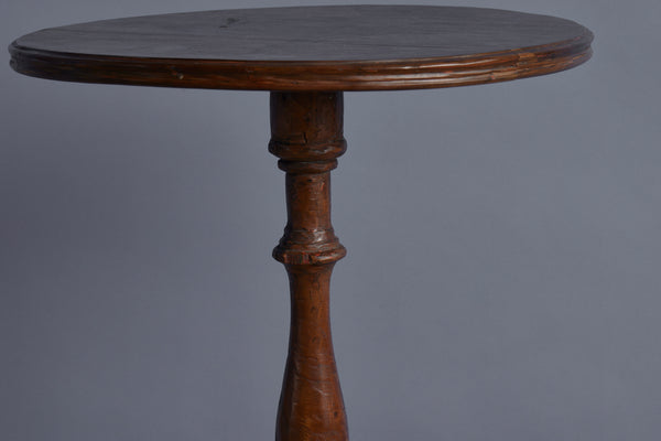Small Dutch Colonial Teak Candle Stand with Traces of Old Paint