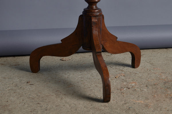 Small Dutch Colonial Teak Candle Stand with Traces of Old Paint