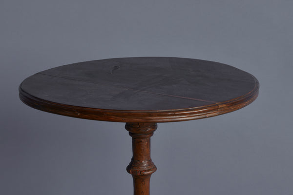 Small Dutch Colonial Teak Candle Stand with Traces of Old Paint