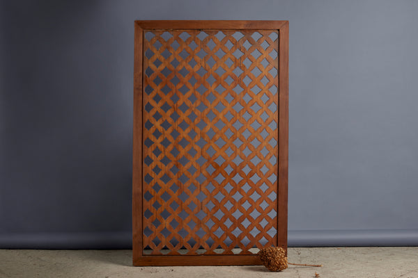 Large Pierce Work Framed Teak Panel