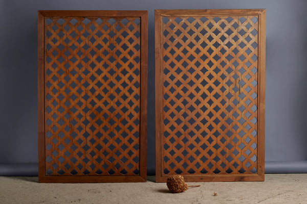 Large Pierce Work Framed Teak Panel