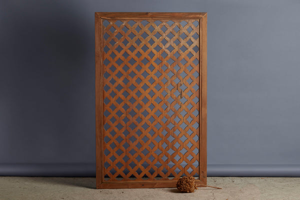 Large Pierce Work Framed Teak Panel