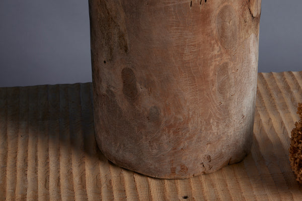 Solid Teak Primitive Cylinder Shaped Stool from Borneo