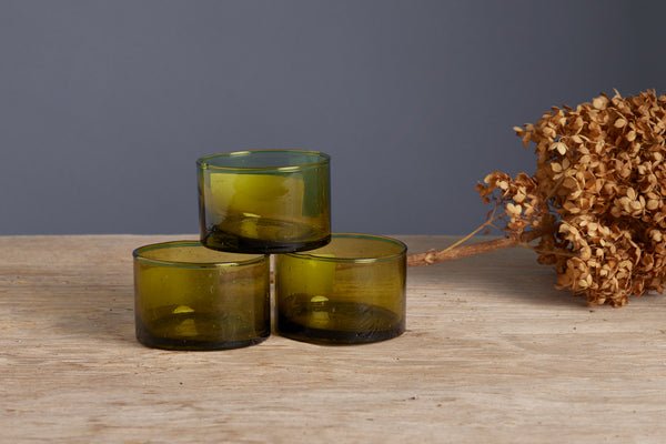 Small Olive Colored Hand Blown Condiment Dishes