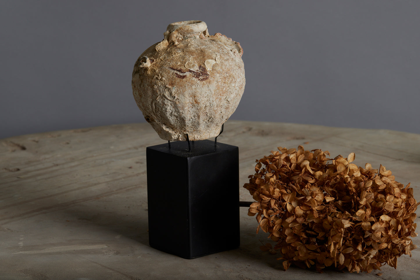 Larger Pumpkin Shape Swankhalok Mounted Shipwreck Bottle on a Stand