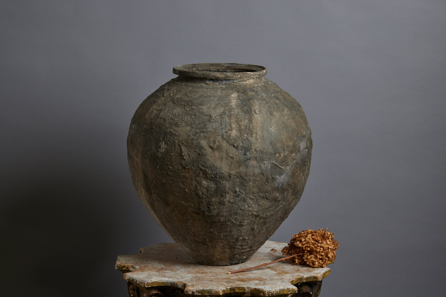 Medium Size 19th Century Lime Washed Water Jar from Sumatra