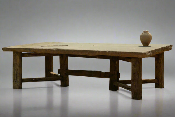 19th Century Bluestone & Ulin Wood Large Dining Table