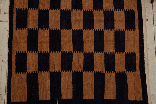 Black & Camel Coloured Konya Tulu with Interlocking Pattern .............. (5'4''x 5'9'')