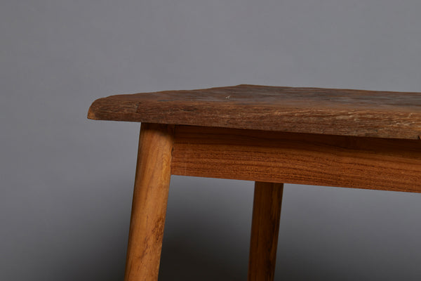 Old Thick Top Teak Console Table with Modern Turned Legs