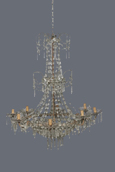Late 19th Century Eight Arm Cut Crystal Chandelier from Genoa, Italy