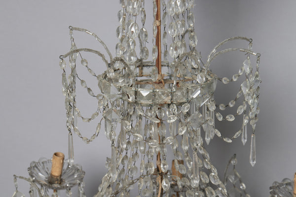 Late 19th Century Eight Arm Cut Crystal Chandelier from Genoa, Italy