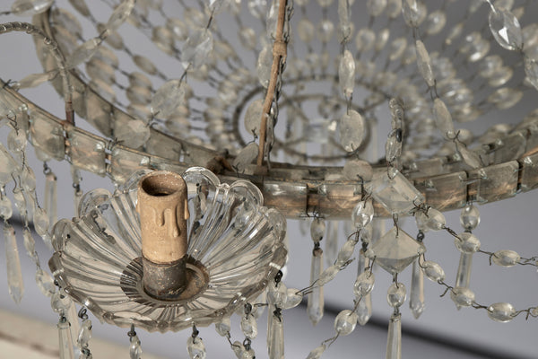 Late 19th Century Eight Arm Cut Crystal Chandelier from Genoa, Italy