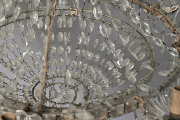 Late 19th Century Eight Arm Cut Crystal Chandelier from Genoa, Italy