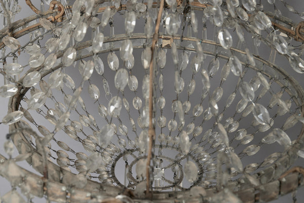 Late 19th Century Eight Arm Cut Crystal Chandelier from Genoa, Italy