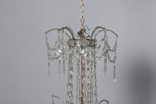 Late 19th Century Eight Arm Cut Crystal Chandelier from Genoa, Italy