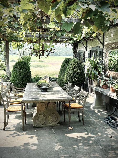 Large Carved French Limestone Garden Table