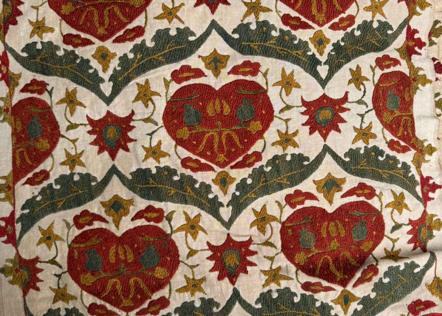 Embroidered Suzani Panel in Heart Motif