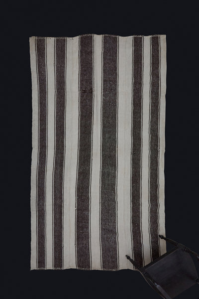 Natural Hemp & Goat Hair Random Striped Carpet from Northern Iran .................. (6' 6'' x 10' 8'')