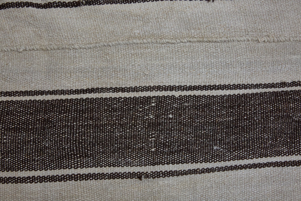 Natural Hemp & Goat Hair Random Striped Carpet from Northern Iran .................. (6' 6'' x 10' 8'')
