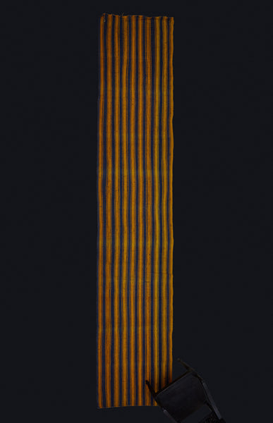 Saffron & Indigo Striped Hemp Runner from Iran ............... (3' 5'' x 17' 6'')