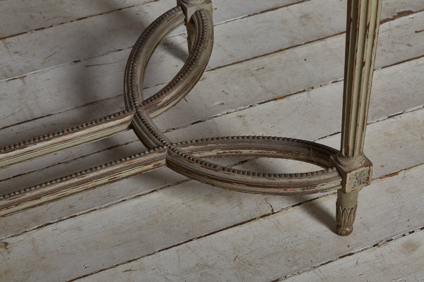 Late 19th Century French Cream-Colored Table with Calacatta Viola Marble Top