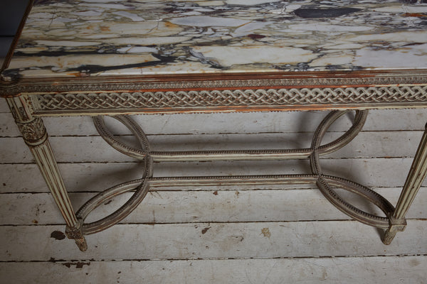 Late 19th Century French Cream-Colored Table with Calacatta Viola Marble Top