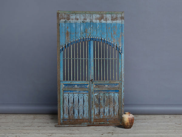 Blue Painted Door Panel from Madura Island 1880