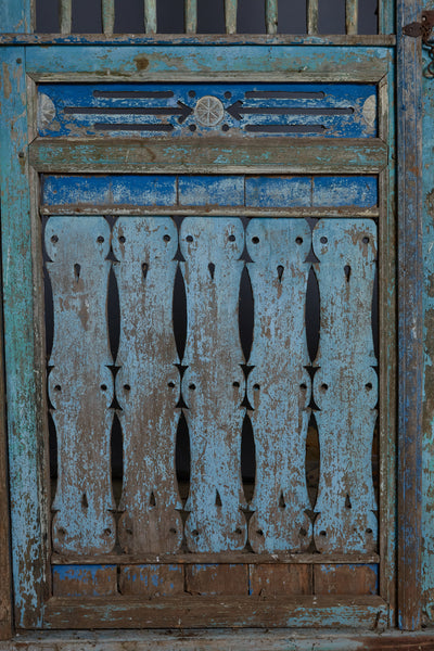 Blue Painted Door Panel from Madura Island 1880