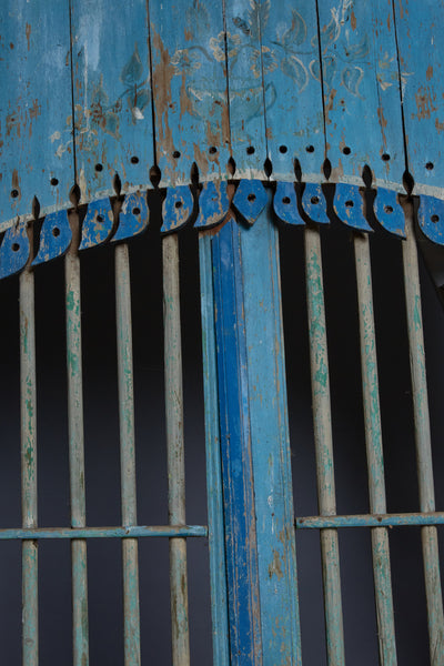 Blue Painted Door Panel from Madura Island 1880