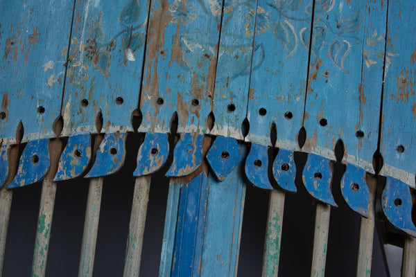 Blue Painted Door Panel from Madura Island 1880