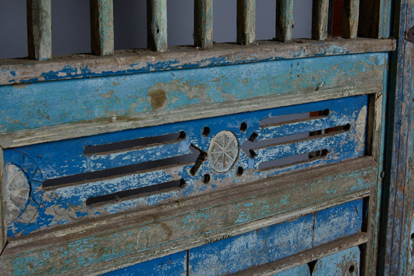 Blue Painted Door Panel from Madura Island 1880