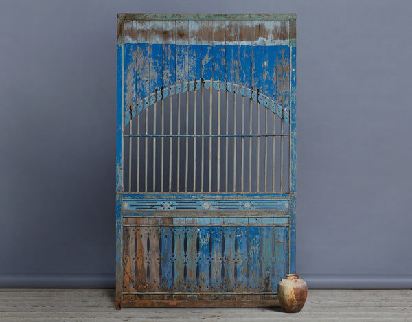Blue Painted Window Panel from Madura Island 1880
