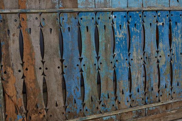 Blue Painted Window Panel from Madura Island 1880