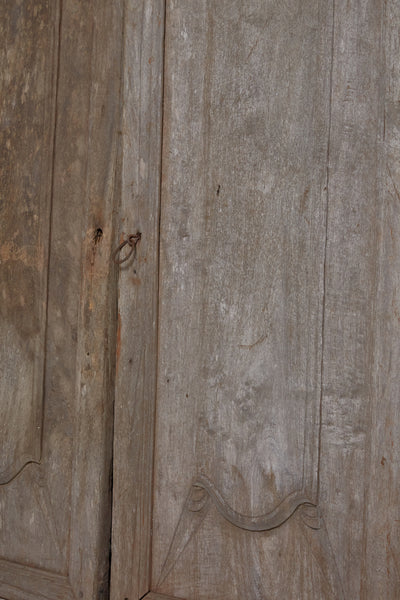 Pair of 18th Century Dutch Colonial Teak Cabinet Doors with Iron Ring Handle