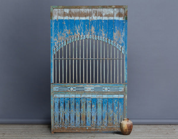 Blue Painted Window Panel from Madura Island 1880