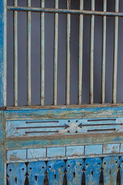 Blue Painted Window Panel from Madura Island 1880