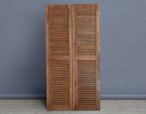 A Pair of 19th Century Carved Teak Louvered Doors From Java