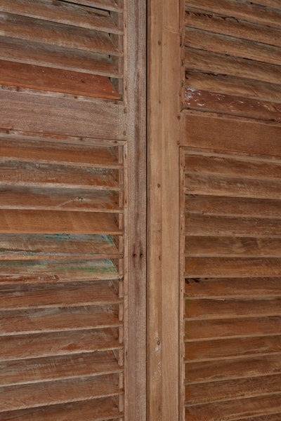 A Pair of 19th Century Carved Teak Louvered Doors From Java