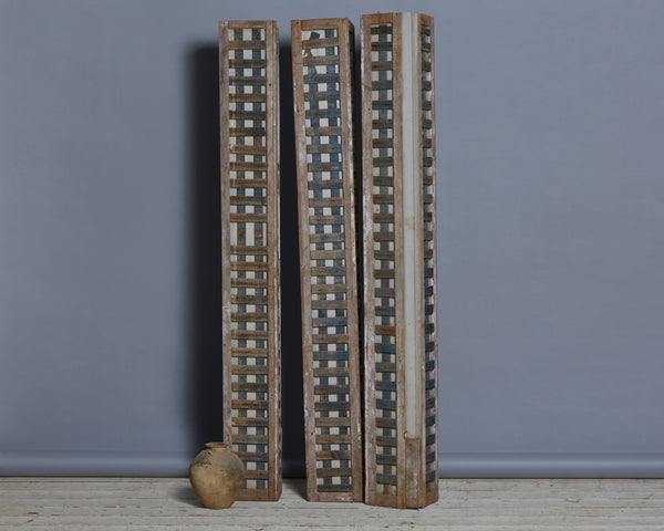 Set of 3 Old Lattice & Pine Square Columns from Georgia