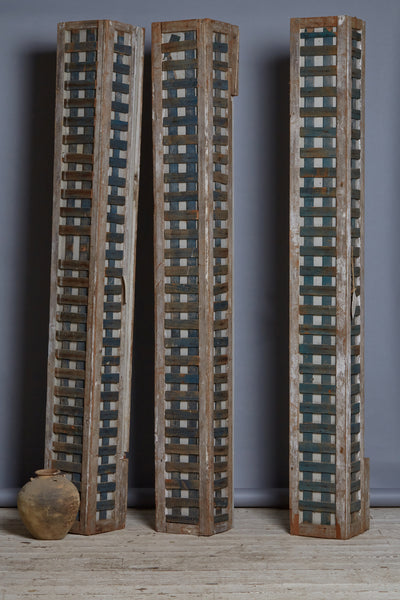 Set of 3 Old Lattice & Pine Square Columns from Georgia