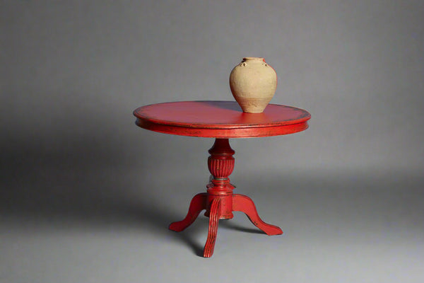 Round Red Lacquer Side Table from Java