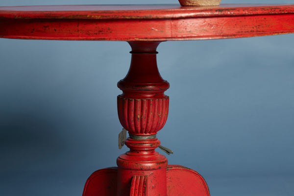 Round Red Lacquer Side Table from Java
