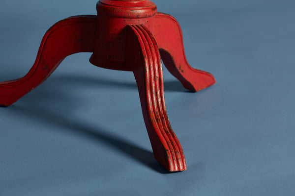 Round Red Lacquer Side Table from Java